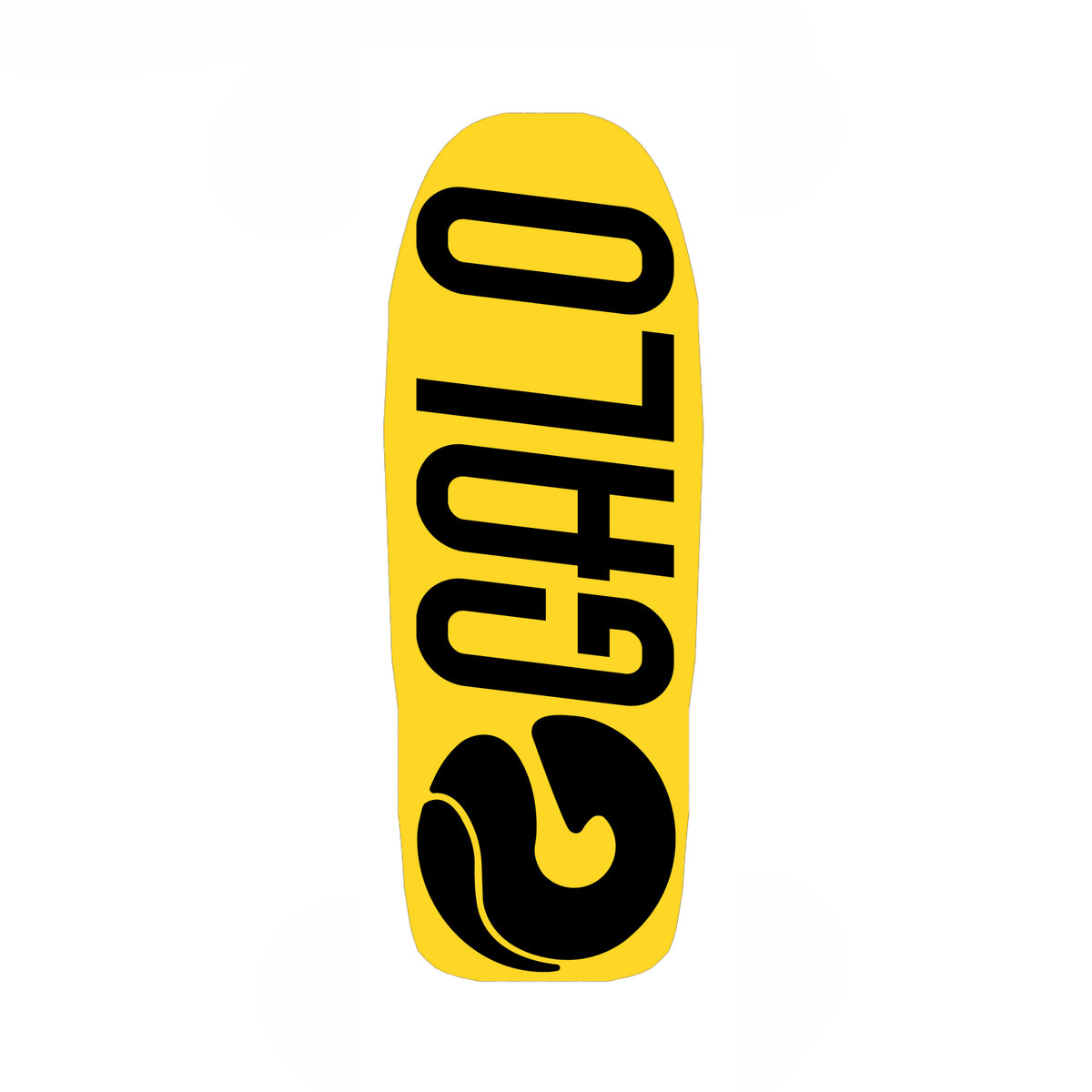 Deck fingerboard Galo Team Model Amarillo en shape Old School, logo Galo negro