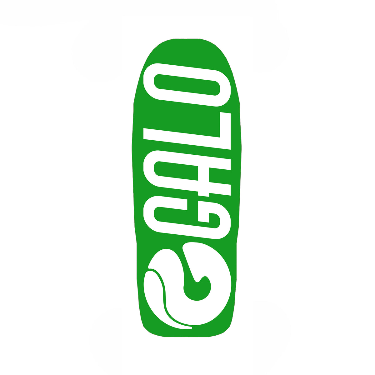 Deck fingerboard Galo Team Model Verde en shape Old School, logo Galo blanco