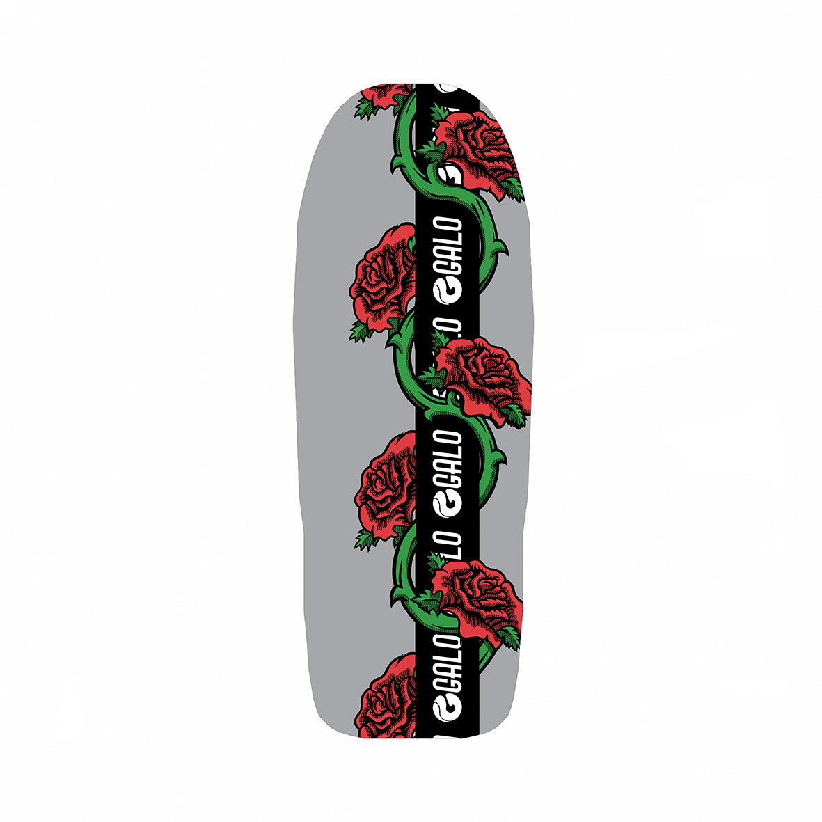 Deck fingerboard Galo Santa Rose en shape Old School, gráfica de rosas rojas
