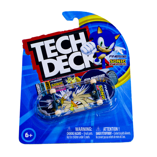 Tech Deck Finesse x Sonic The Hedgehog Edición Silver - Fingerboard Coleccionable Original 96mm y Stickers