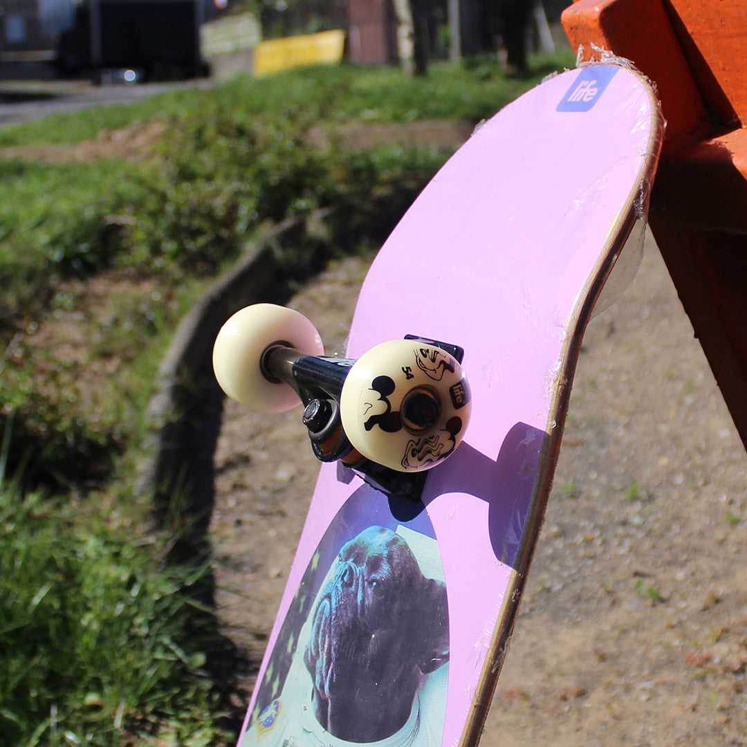 Tabla Completa de Skate Life Pro Space Dog 8.0" – Setup Profesional Armado con Trucks y Ruedas Life