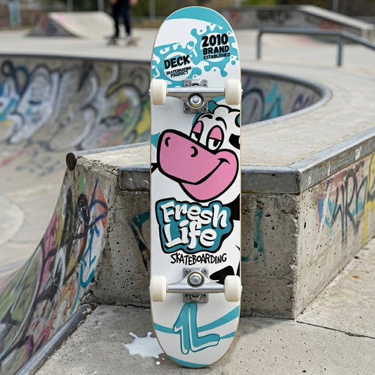 Tabla completa skate niños Life Kids Cow 8 pulgadas regalo setup armado trucks ruedas
